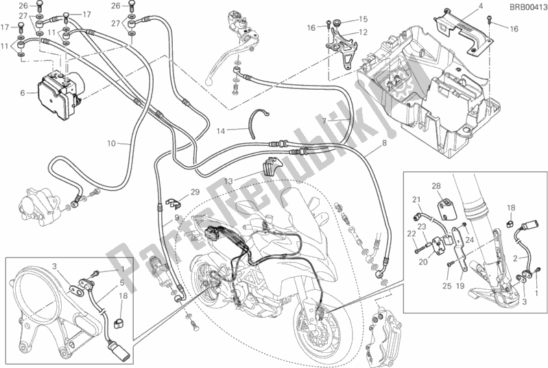 All parts for the Braking System Abs of the Ducati Multistrada 1200 S Touring Brasil 2015